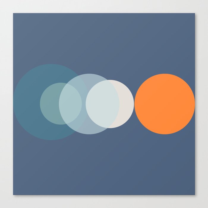 Geometric Minimalistic Circle Bubble Design Pattern in Blue and Orange Canvas Print