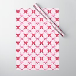 Flying Hearts and Bows Wrapping Paper