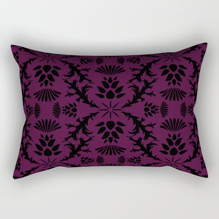 Purple Thistle Damask Rectangular Pillow