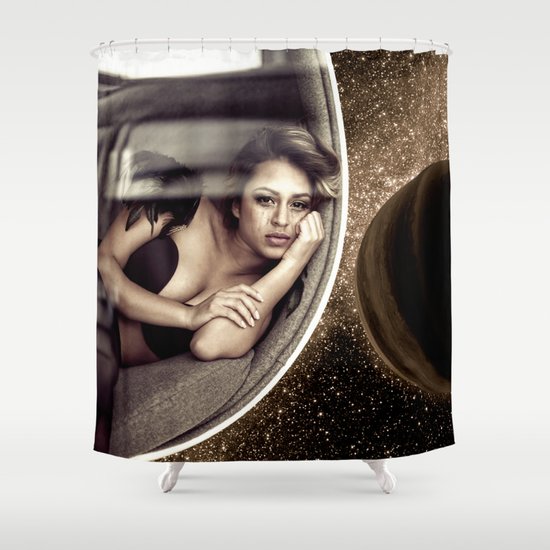 Sad walk in Space Shower Curtain