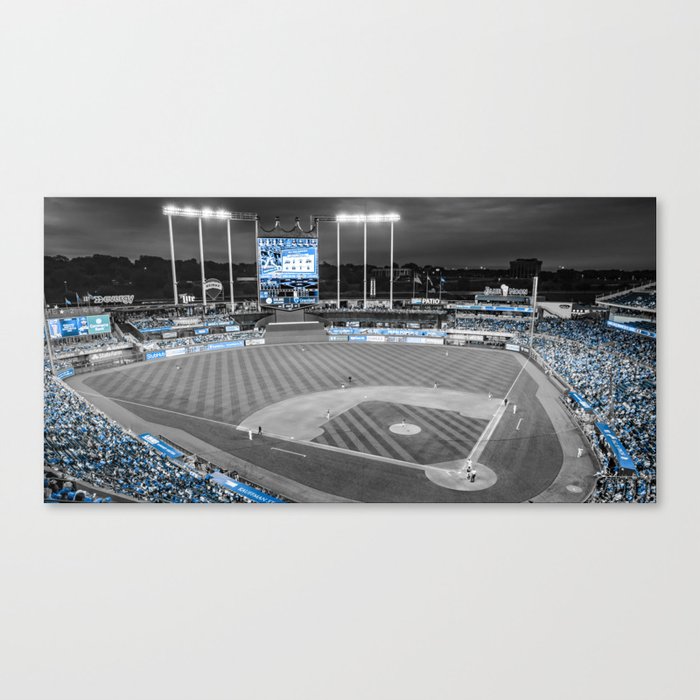 Kansas City Baseball Stadium Panorama - Selective Color Edition Canvas Print