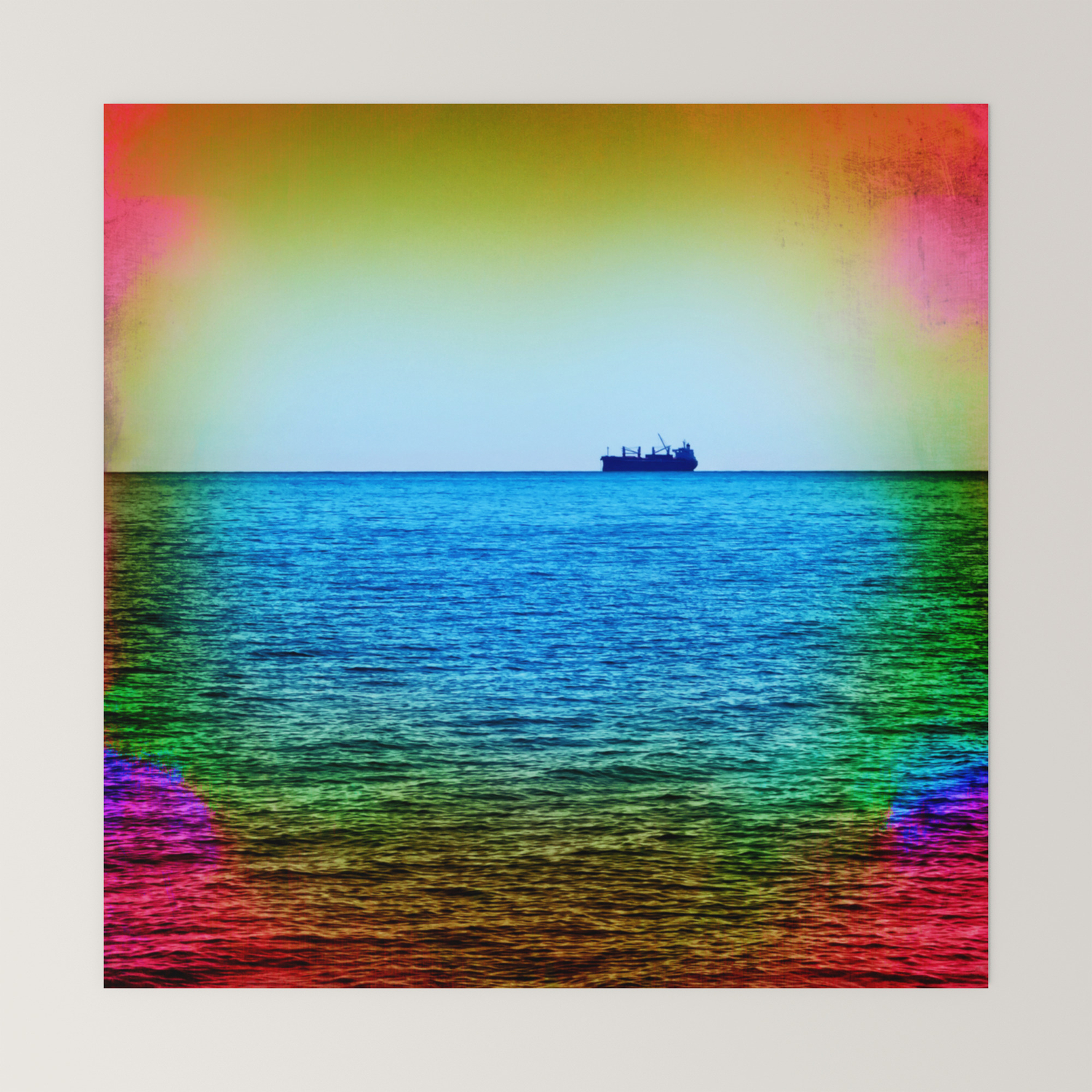 photo Boat On Horizon Painting cargo ship on the horizon mini art print by hereswendy