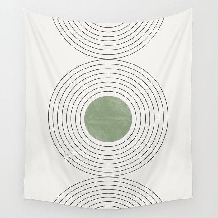Fresh Pattern, Green Circle Wall Tapestry