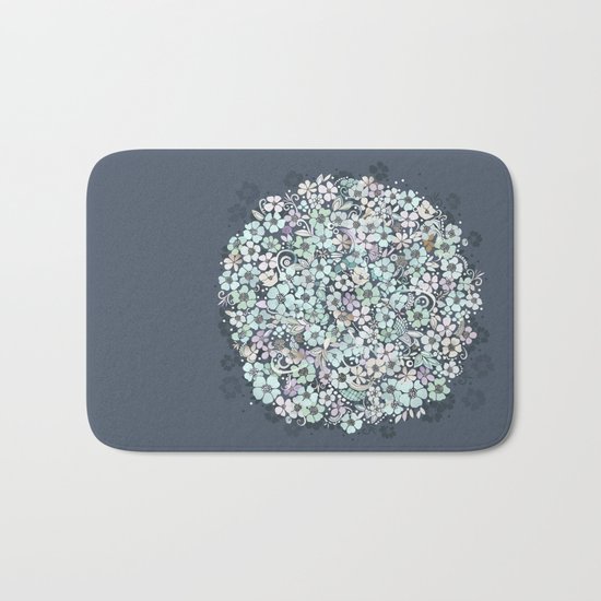 Flower Circle, mist blue Bath Mat