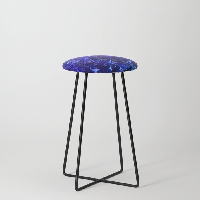 Into the Teeming Depths - Abstract Ocean Art Counter Stool