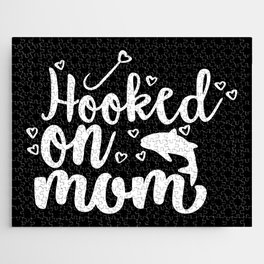 Hooked On Mom Cute Fishing Kids Jigsaw Puzzle
