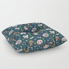 puppy party repeating pattern Floor Pillow