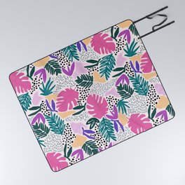 Tropical Colourful Collage Pattern Picnic Blanket