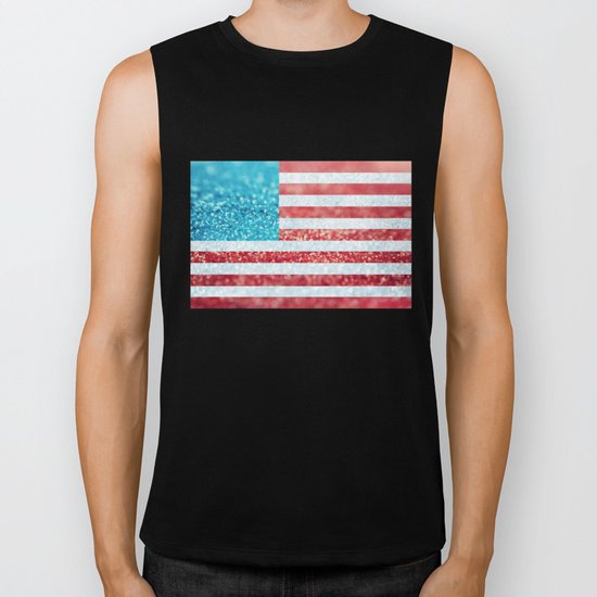 Red, White, and Glitter (Photo of Glitter) Biker Tank