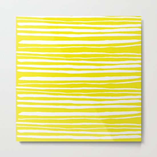 Small Sun Yellow Handdrawn horizontal Beach Stripes - Mix and Match with Simplicity of Life Metal Print