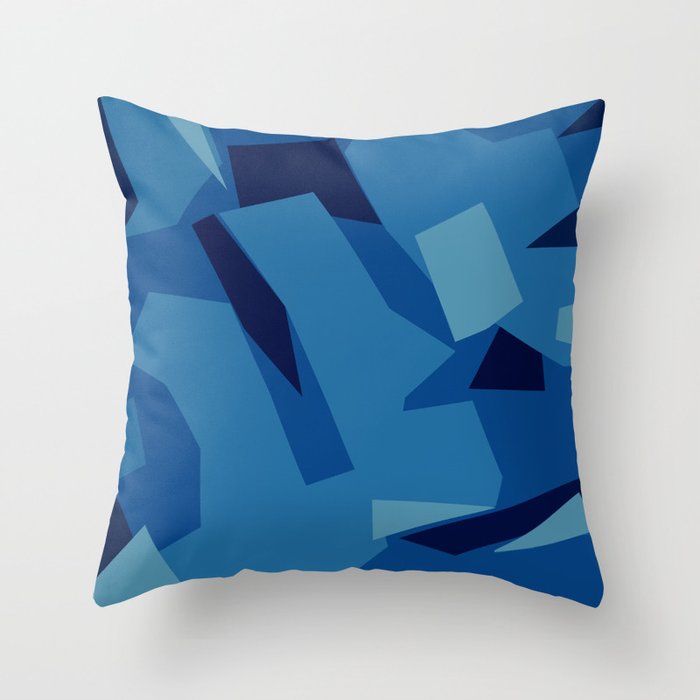 Peckham Blue Abstract Map Throw Pillow