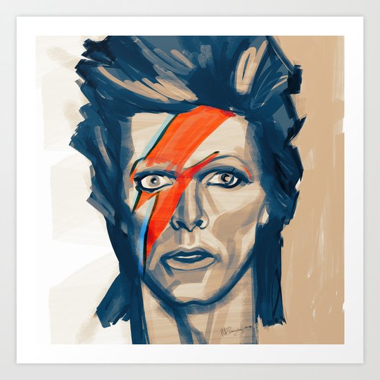 Portrat of David Bowie as "Ziggy Stardust" Art Print