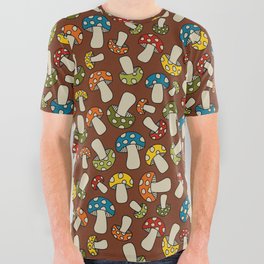 cute 70s mushrooms All Over Graphic Tee