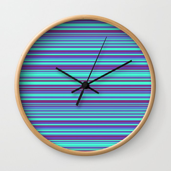 Blue Purple Candy Lines Wall Clock