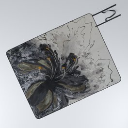 Abstract flower in dark colors. Gorgeous golden lily. Picnic Blanket