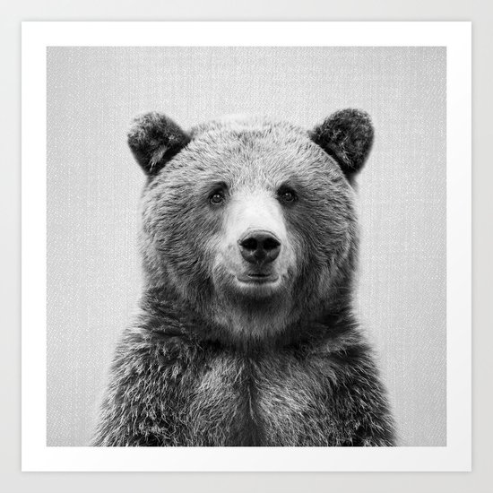 Grizzly Bear Black White Art Print By Galdesign Society6
