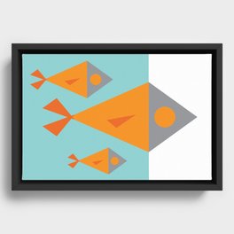 Under the Sea: Retro Geometric Fish Framed Canvas