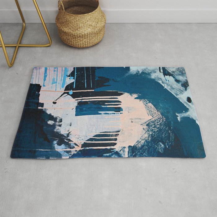 Solstice 2 A Pretty Abstract Painting In Blue And White Rug By
