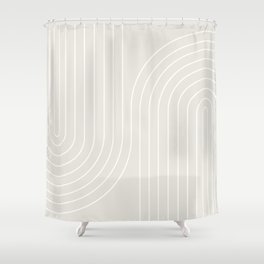 Minimal Line Curvature XI Natural Off White Mid Century Modern Arch Abstract Shower Curtain