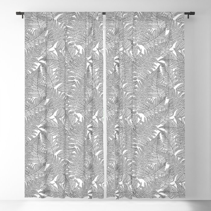 Fern in black and white Blackout Curtain