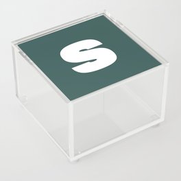 s (White & Dark Green Letter) Acrylic Box