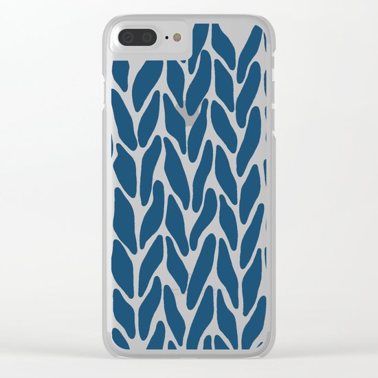 Hand Knitted Navy Clear iPhone Case