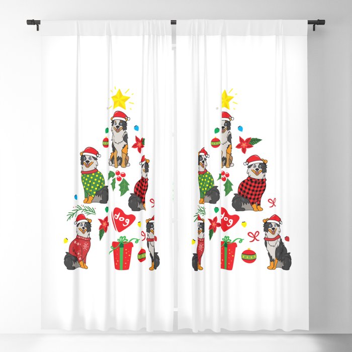 Australian Shepherd Christmas Ornament Tree Blackout Curtain