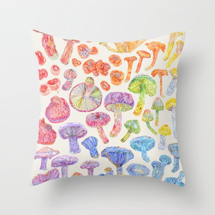 Wild Mushroom Rainbow - Neutral Throw Pillow