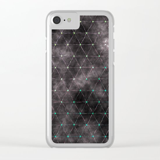 Galaxy - modern abstract dark grunge triangles pattern Clear iPhone Case