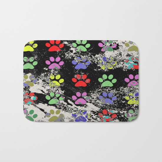 Paw Prints Pattern III - Textured Bath Mat