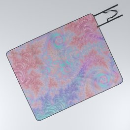 Swirly Spiraling Boho Groovy Trippy Hippie Colorful Pastel Fractal Abstract Digital Art Picnic Blanket