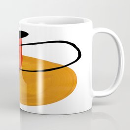 Mid Century Modern Abstract Vintage Pop Art Space Age Pattern Orange Yellow Black Orbit Accent Coffee Mug