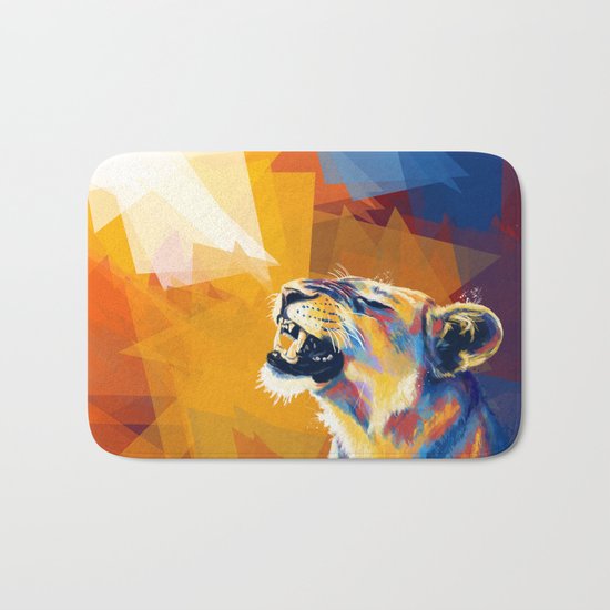 In the Sunlight - Lion portrait Bath Mat