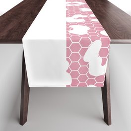 White Leopard Print Lace Horizontal Split on Blush Pink Table Runner