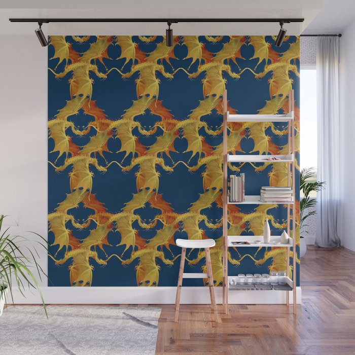 Red and golden dragons Wall Mural