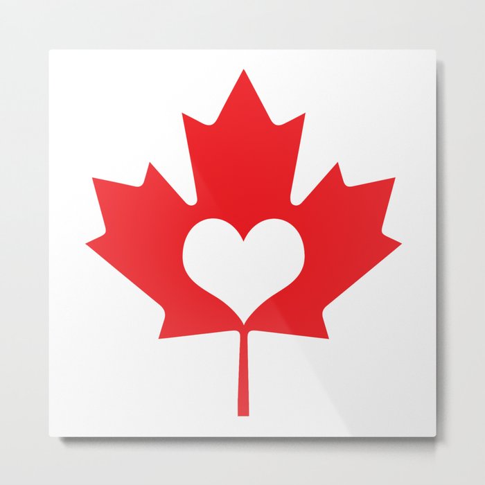 Canada Day Maple and Heart Metal Print