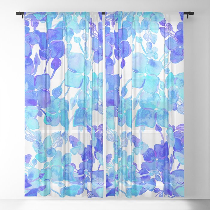 Blue blooms Sheer Curtain
