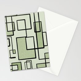 Piet Composition  Sage Green - Mid-Century Modern Minimalist Geometric Abstract  Stationery Card