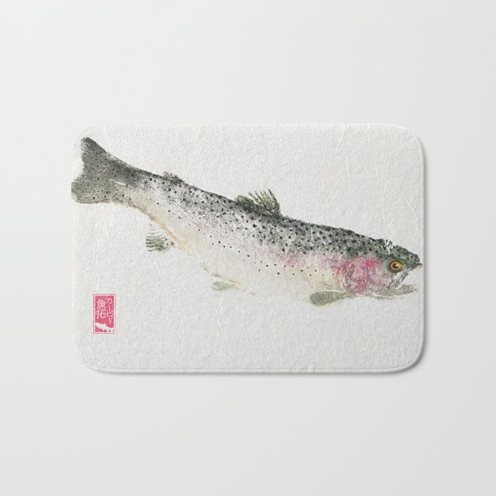 Rainbow Trout Dive - Gyotaku Bath Mat