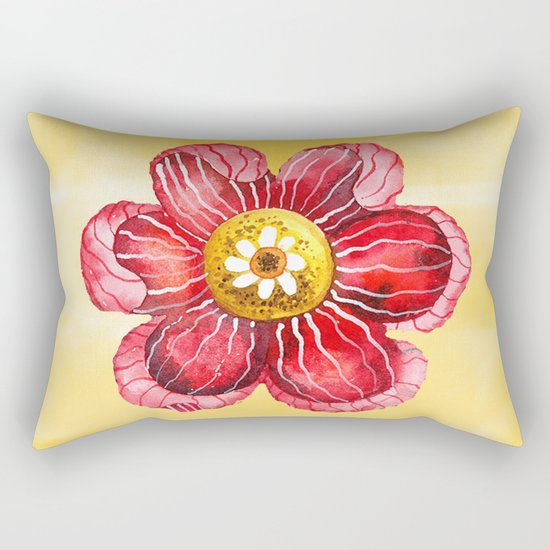 Red Flower Rectangular Pillow