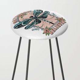 Daydream, Cute Dragonfly, Pretty Floral Design Counter Stool