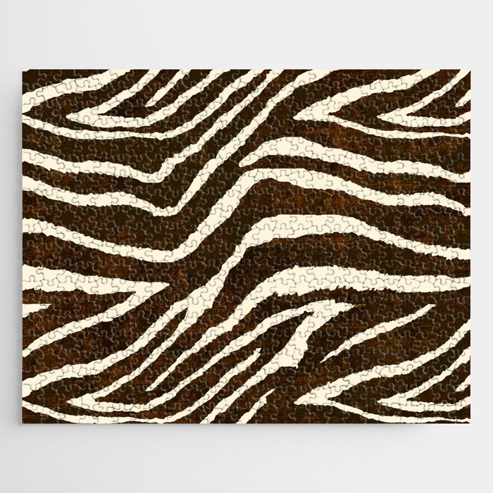 ANIMAL PRINT ZEBRA IN WINTER BROWN AND BEIGE 2019 Jigsaw Puzzle