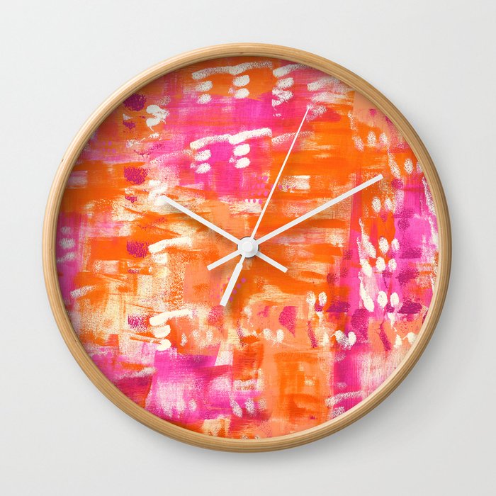 Abstract Painting In Pink and Orange Wall Clock