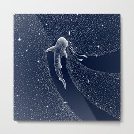Star Eater And Diver Metal Print | Underwater, Digital, Navy, Fish, Painting, Space, Sealife, Ocean, Diving, Cosmos 
