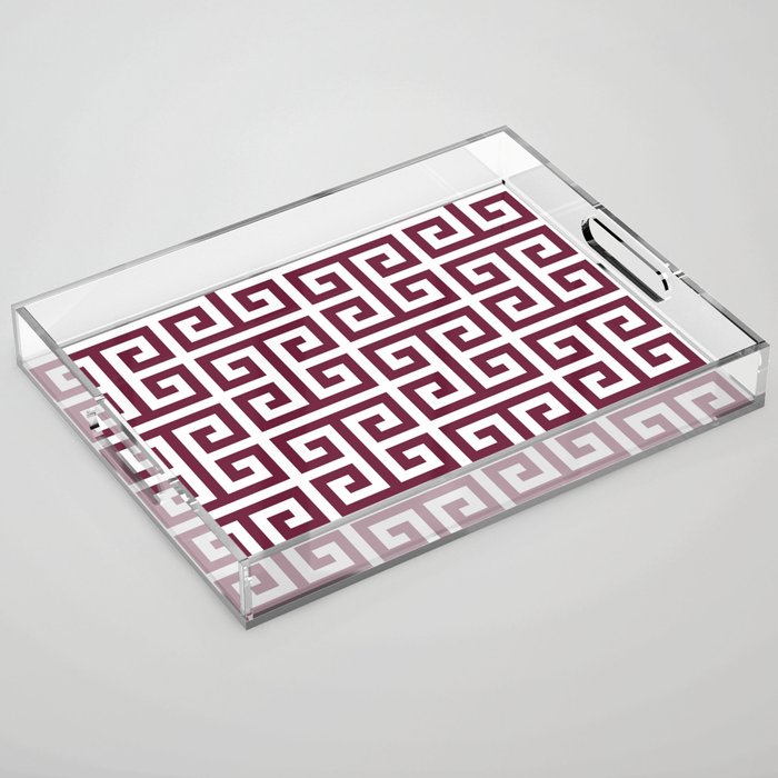 Cabernet Red and White Greek Key Pattern Acrylic Tray