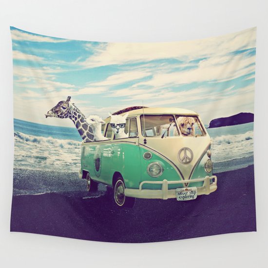 NEVER STOP EXPLORING THE BEACH Wall Tapestry