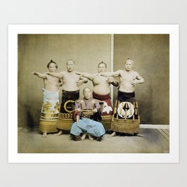 Sumo Wrestler Group Portrait - Circa 1877 Art Print