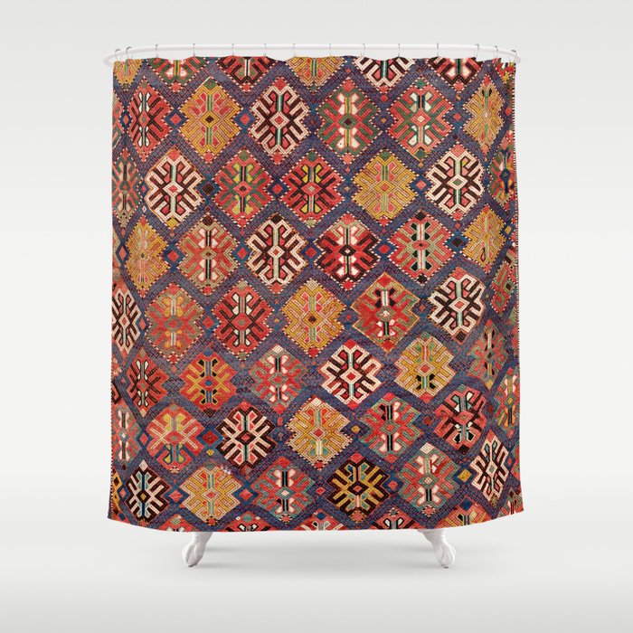 Azeri Zili Azerbaijan South Causasus Antique Rug Print Shower Curtain