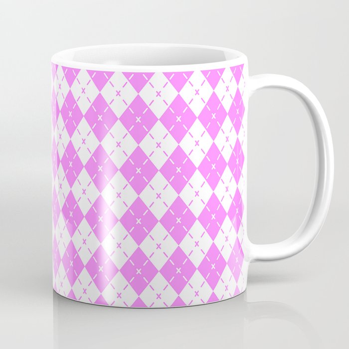 Light Magenta Pink Argyle Diamond Pattern Coffee Mug