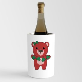 Bear With Shamrocks Cute Animals For Luck Wine Chiller